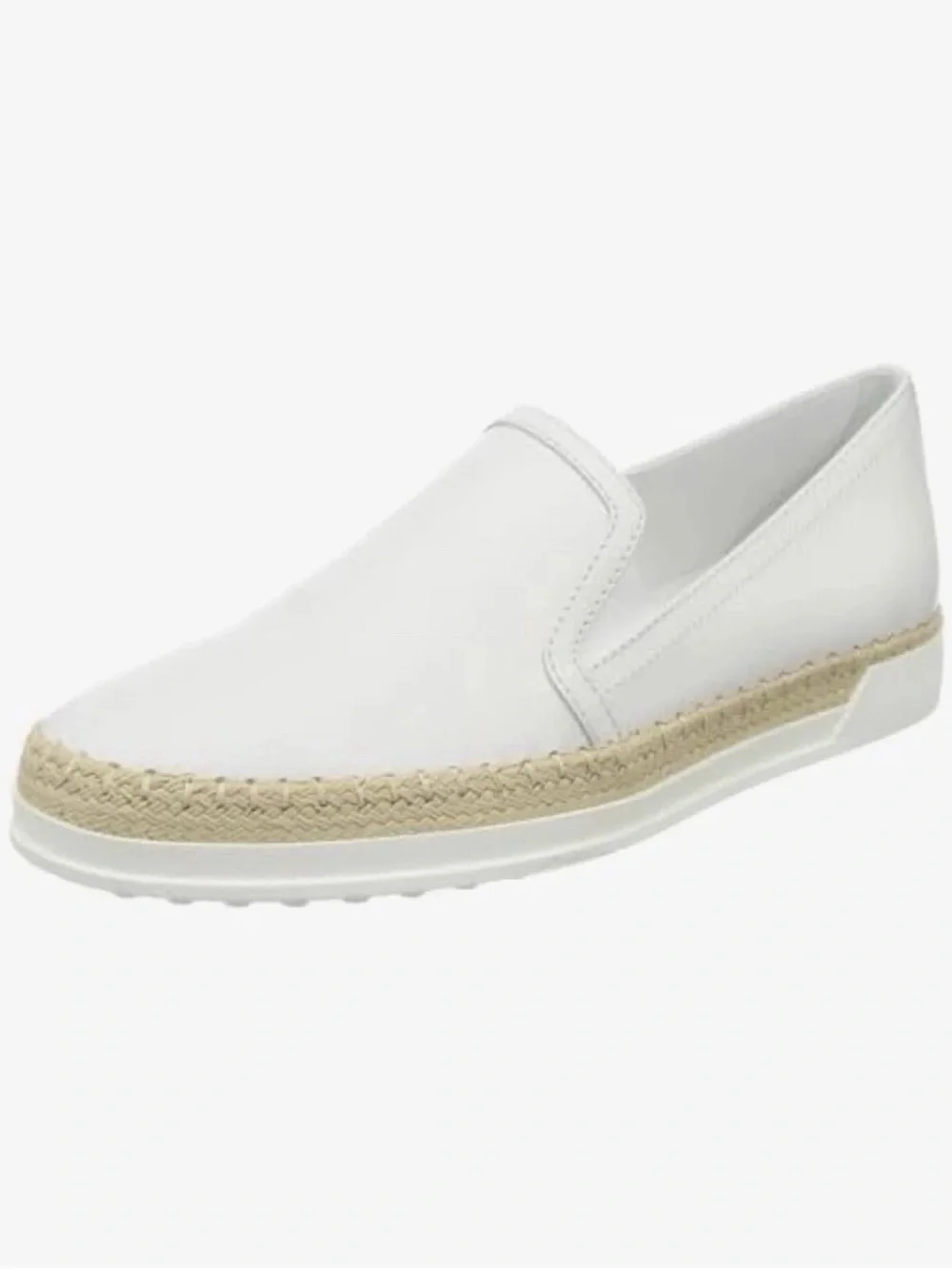 Tod's White Leather Slip-On Espadrille Mule